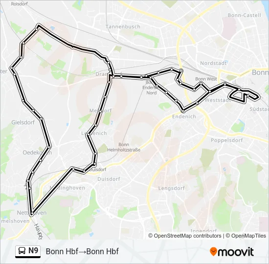 N9 Bus Line Map