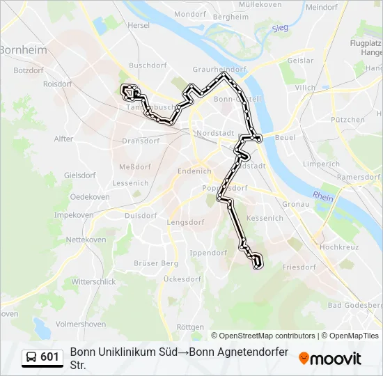 601 Bus Line Map