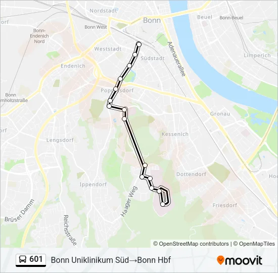 601 Bus Line Map