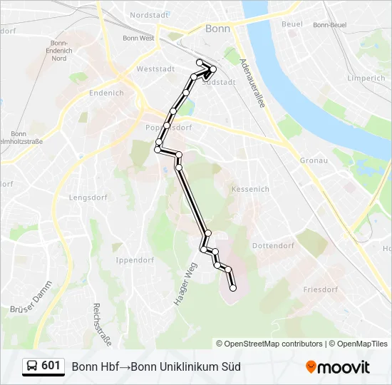 601 Bus Line Map