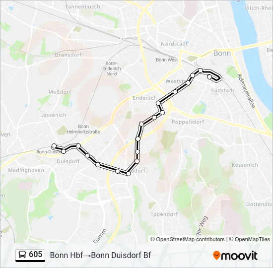 605 Bus Line Map