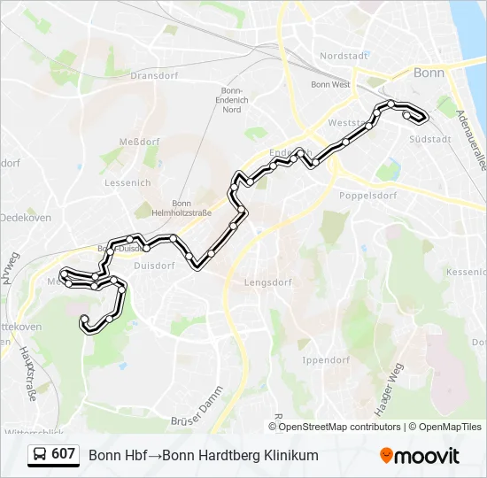 Bus 607 Route Map 607 Route: Schedules, Stops & Maps - Bonn Hbf‎→Bonn Hardtberg Klinikum  (Updated)