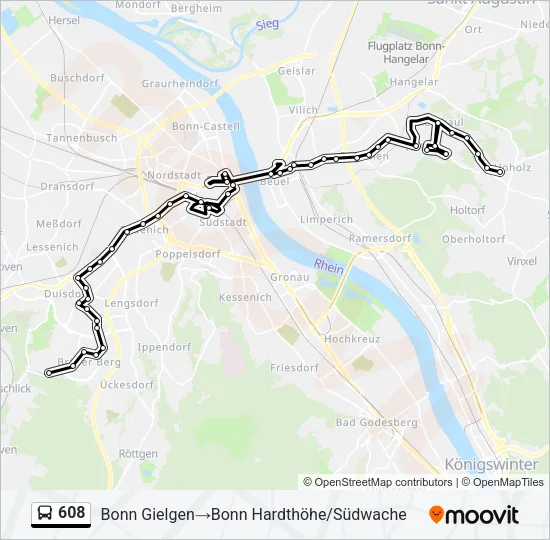 608 Bus Line Map