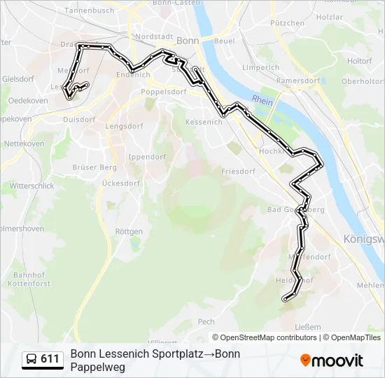 611 Bus Line Map