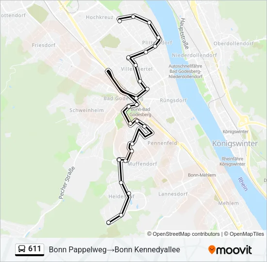 611 Bus Line Map