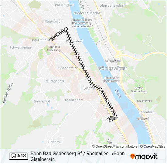 613 Bus Line Map