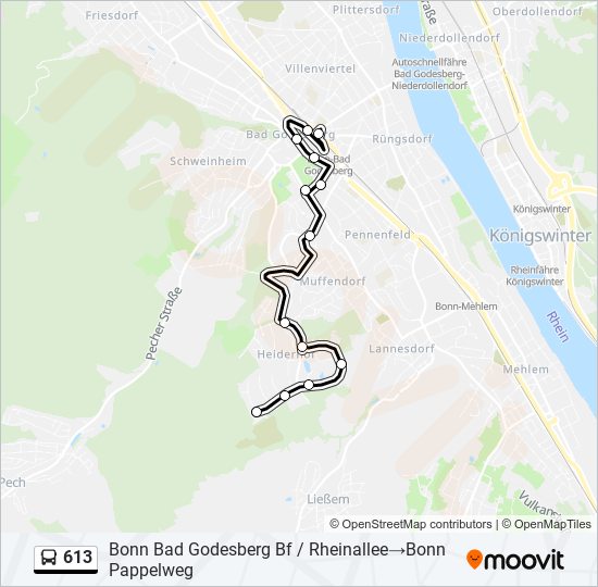 613 bus Line Map