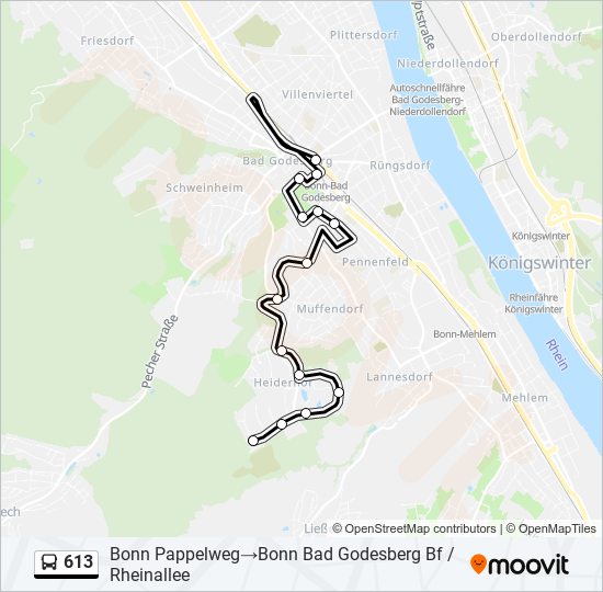 613 bus Line Map