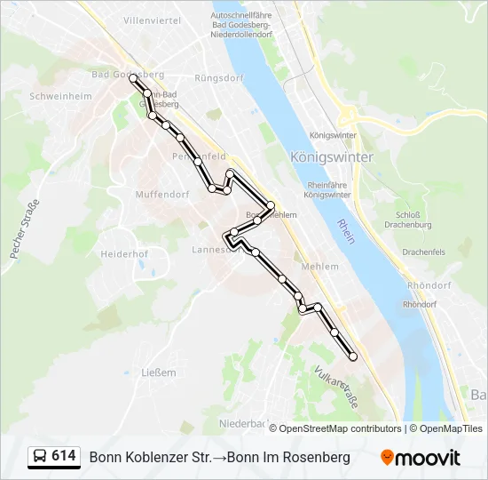 614 Bus Line Map