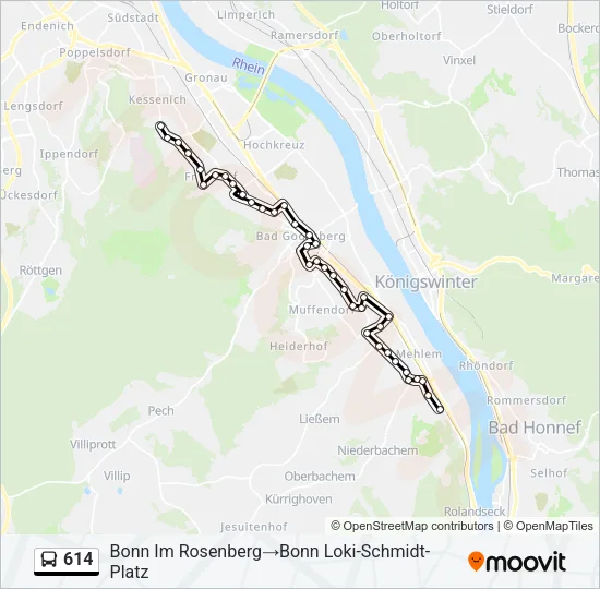 614 Bus Line Map