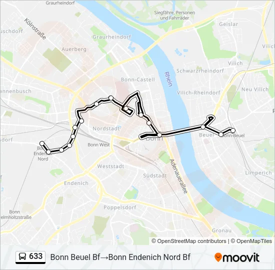633 Bus Line Map
