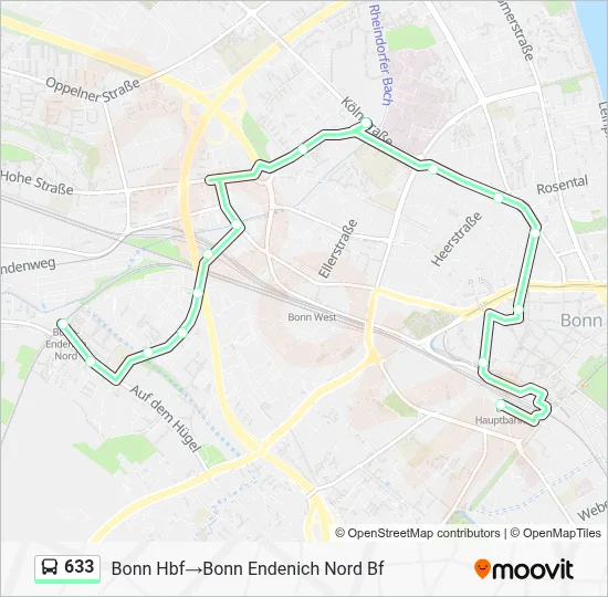 633 Bus Line Map
