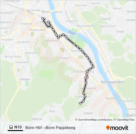 N10 Bus Line Map