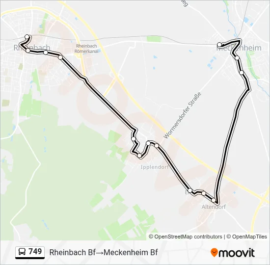 749 Bus Line Map