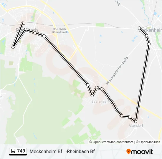 749 Bus Line Map
