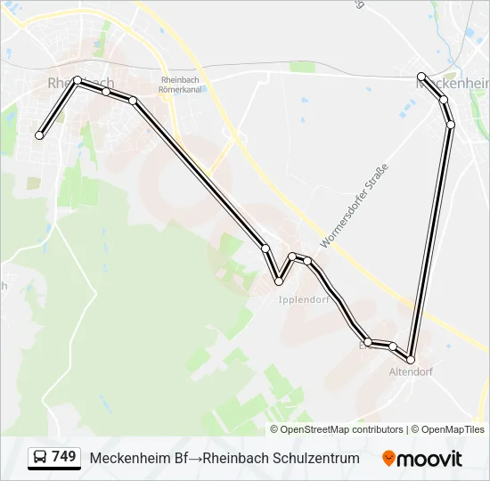 Buslinie 749 Karte