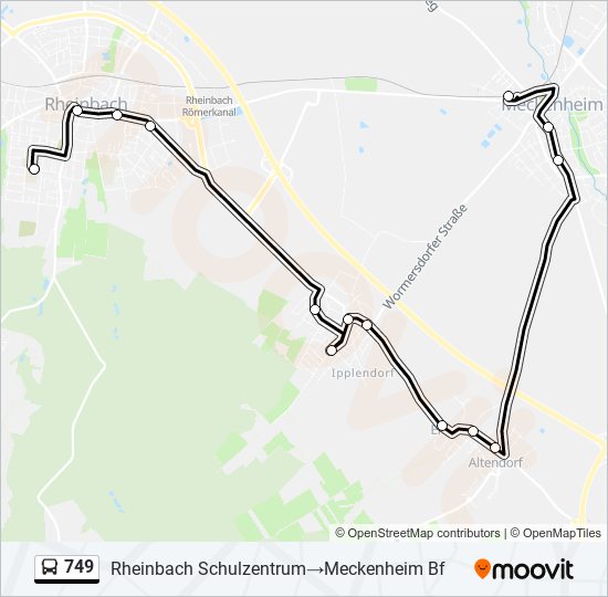 749 bus Line Map