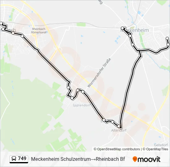 Buslinie 749 Karte