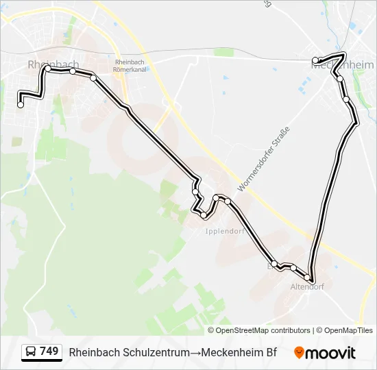 749 Bus Line Map