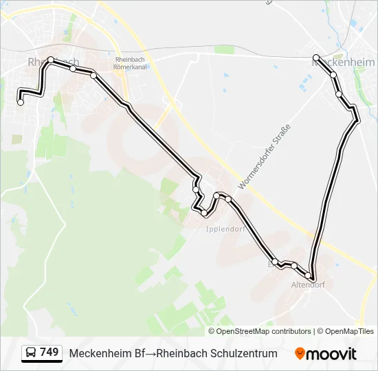 749 Bus Line Map