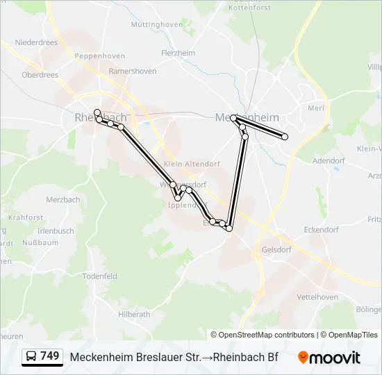749 Bus Line Map