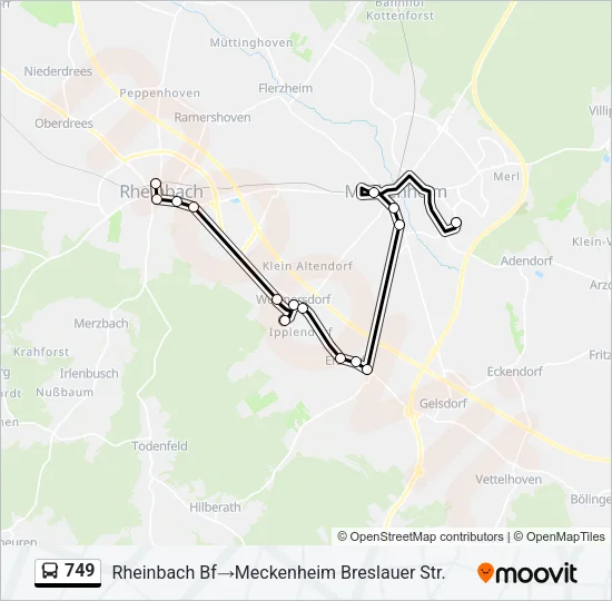 749 Bus Line Map