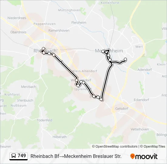 749 Bus Line Map