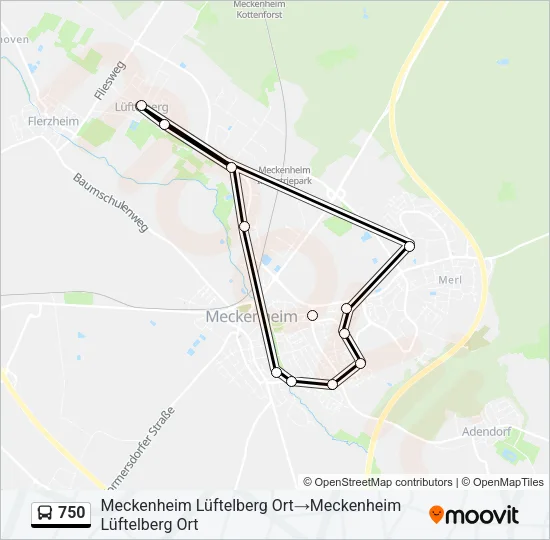 750 Bus Line Map