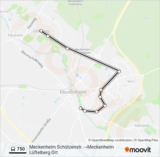 750 Bus Line Map