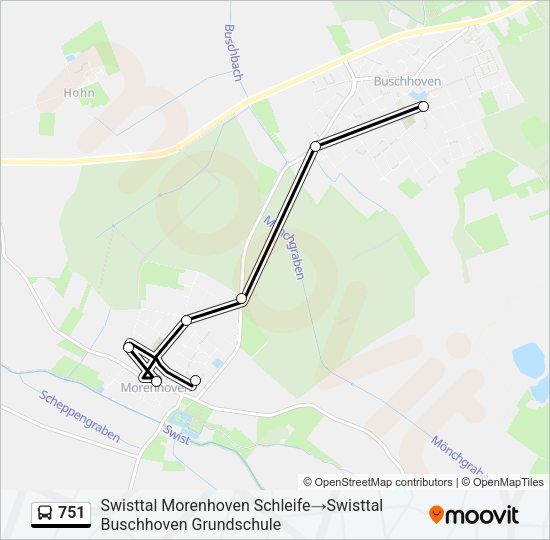 Автобус 751: карта маршрута