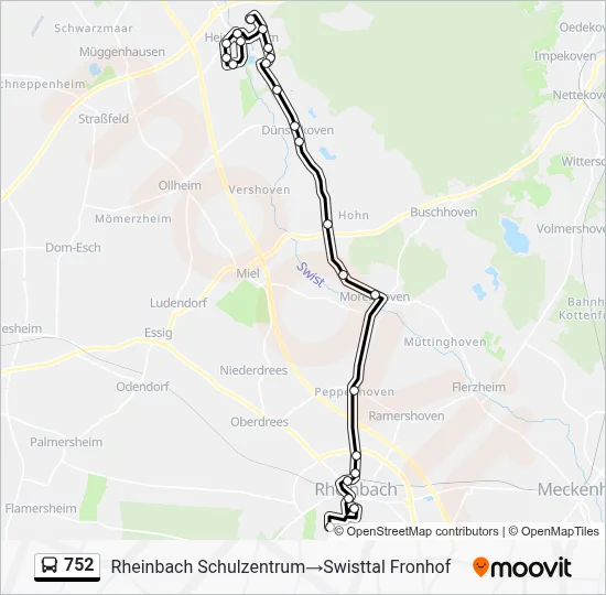 Buslinie 752 Karte