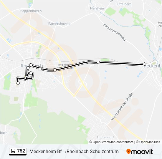 752 bus Line Map