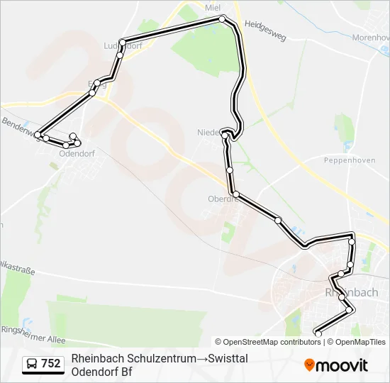 Автобус 752: карта маршрута
