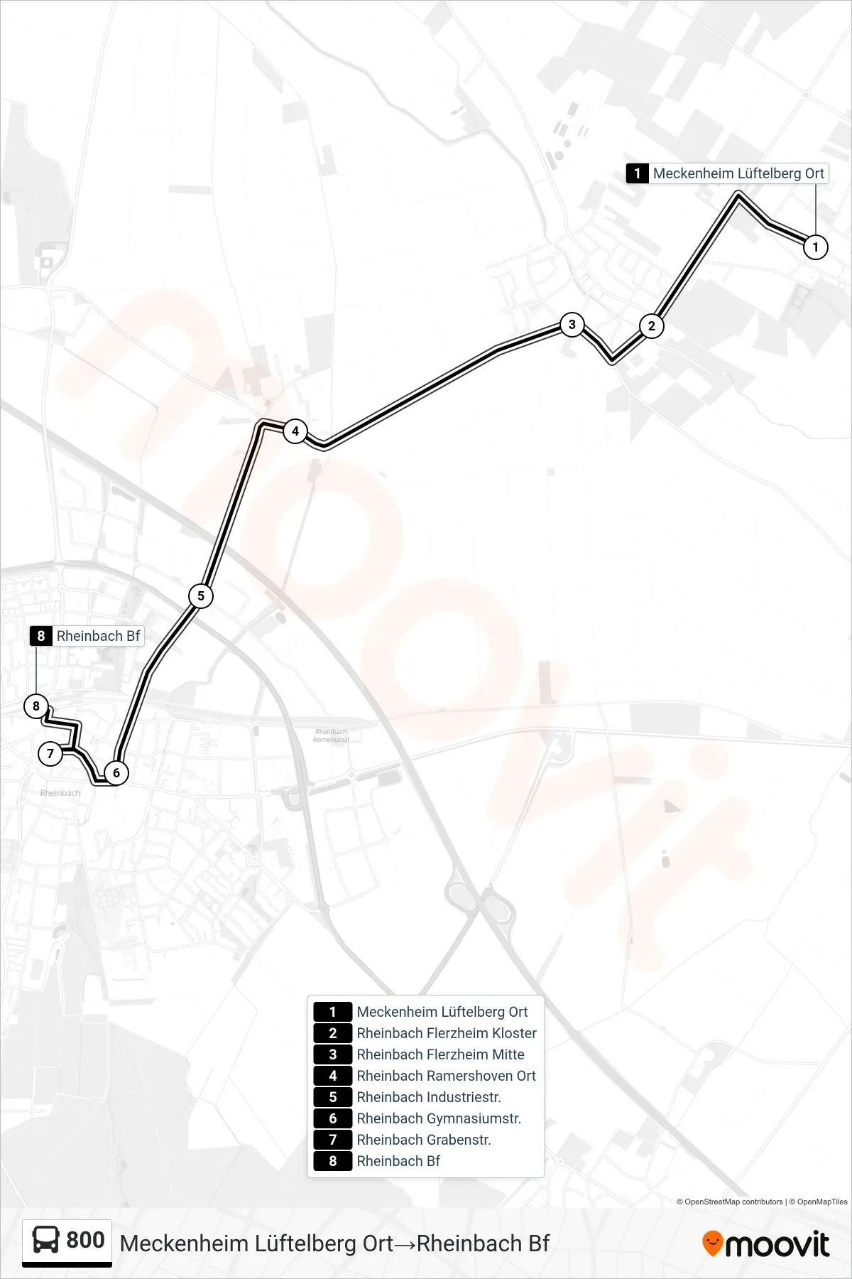 Linie 800 (Bus) Richtung Meckenheim Lüftelberg Ort‎→Rheinbach Bf: Route und Haltestellen auf der Karte