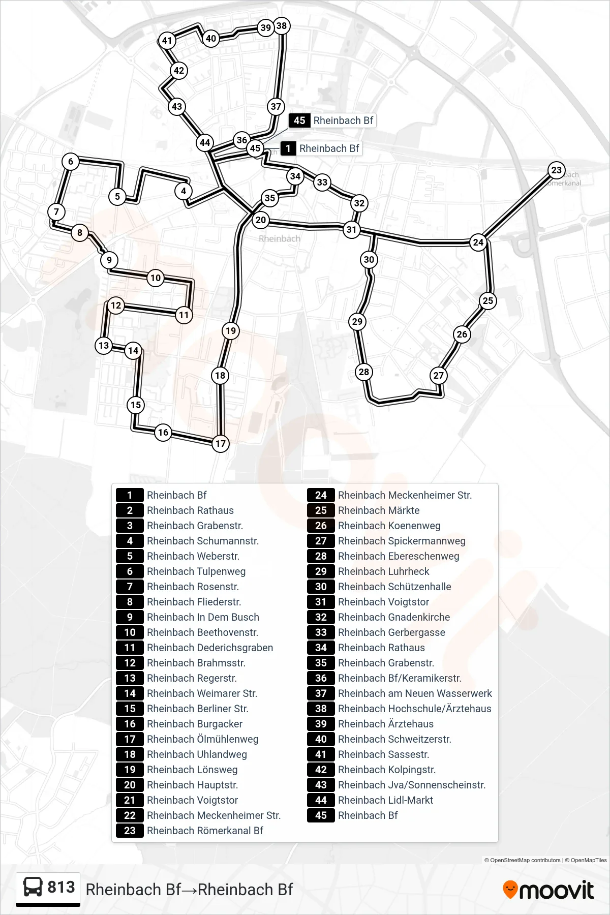 Linie 813 (Bus) Richtung Rheinbach Bf‎→Rheinbach Bf: Route und Haltestellen auf der Karte