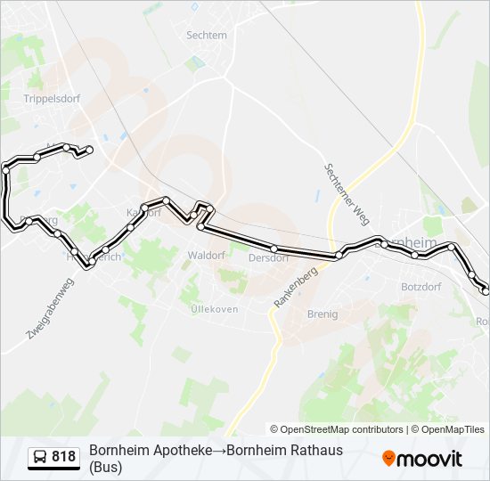 818 bus Line Map