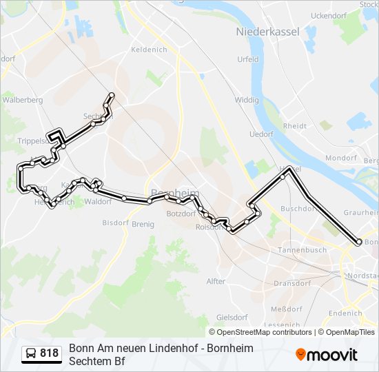 Автобус 818: карта маршрута