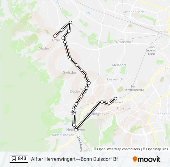 843 Bus Line Map