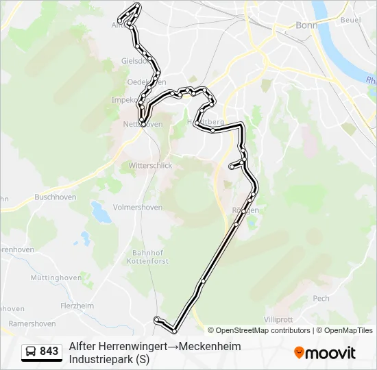 843 Bus Line Map