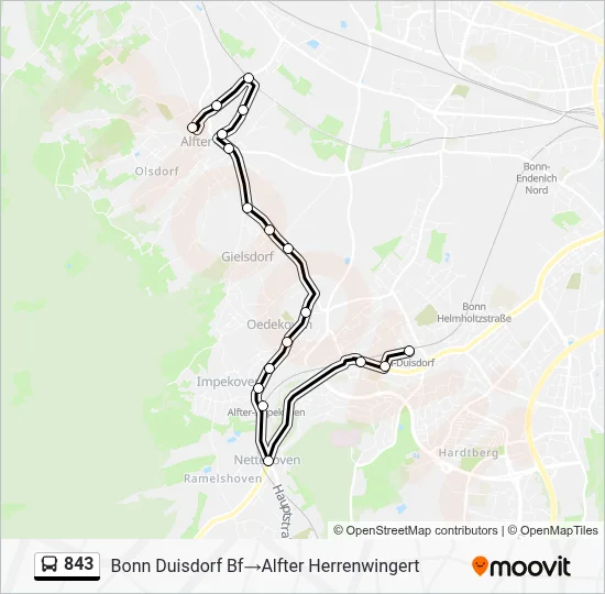 843 Bus Line Map
