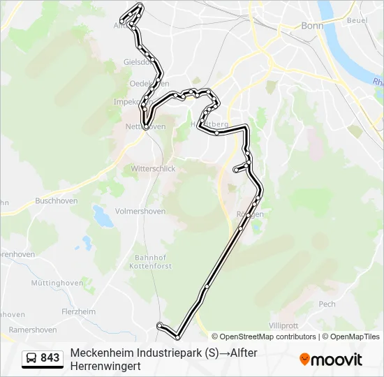 843 Bus Line Map