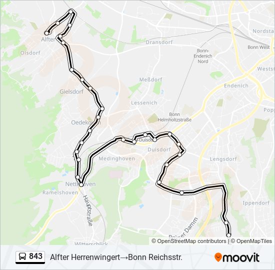 843 bus Line Map