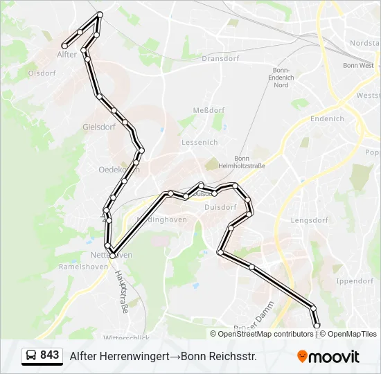 843 Bus Line Map
