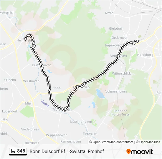 845 Bus Line Map