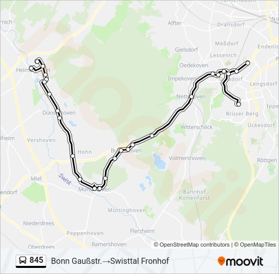 845 bus Line Map