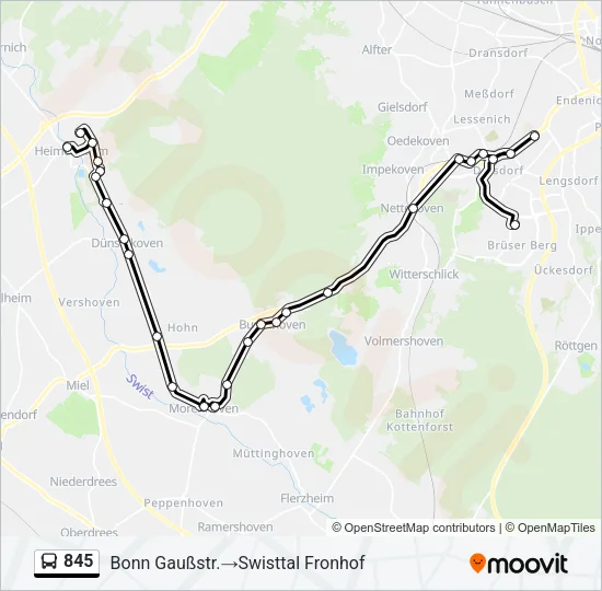 845 Bus Line Map