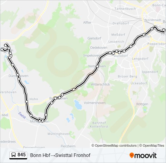 845 bus Line Map