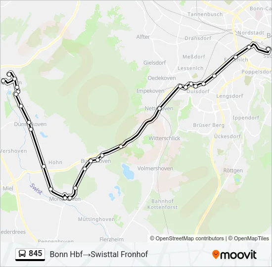 845 Bus Line Map