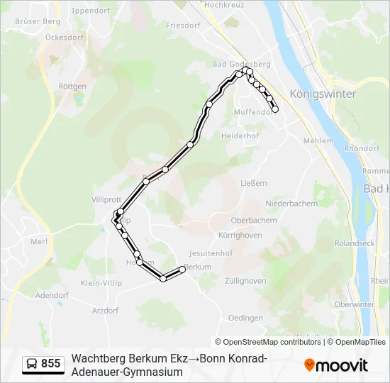 Автобус 855: карта маршрута
