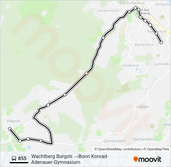 855 Bus Line Map